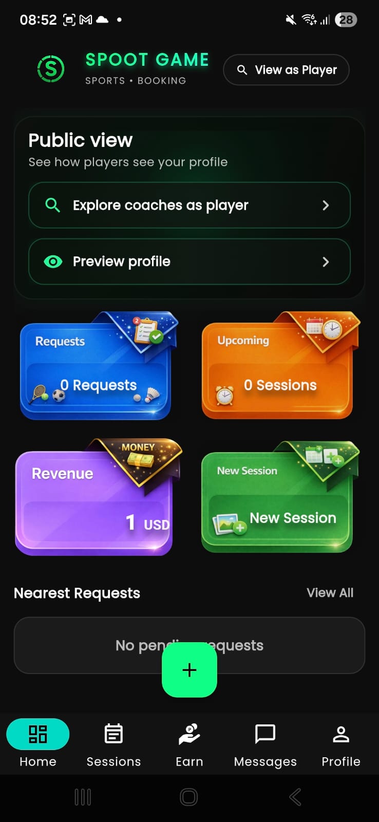 Coach dashboard screen